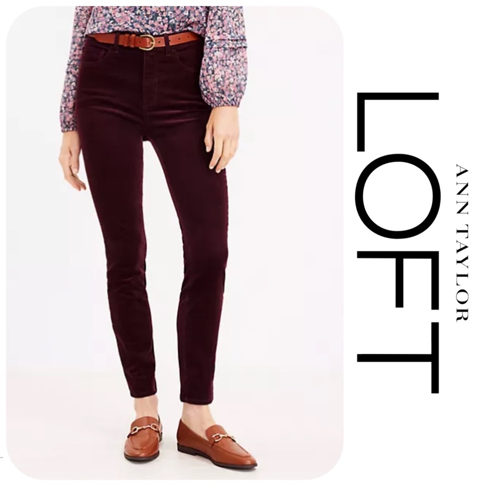 LOFT Maroon Modern Skinny Corduroy Pants Size 6 LIKE NEW!